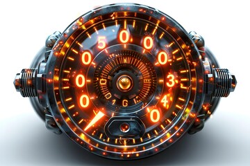 A clock displaying luminous numbers.