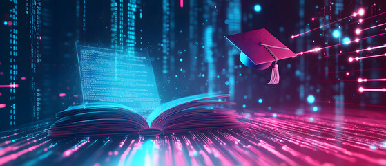 A banner design with the text E-Learning. Online education concept design