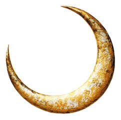 Golden crescent moon illustration, cut out - stock png.