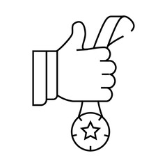 medal for successful work line icon vector. medal for successful work sign. isolated contour symbol black illustration