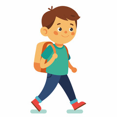 a kid going to school with backpack