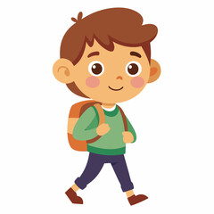 a kid going to school with backpack