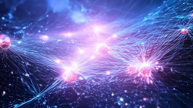Network of neurons firing showing brain activity and neural connections