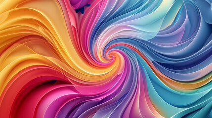 A colorful abstract design featuring swirling patterns and vibrant gradients, creating a visually striking composition

