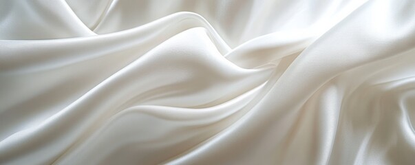 Fototapeta premium Close-up of white silk fabric with