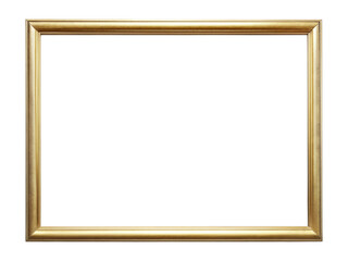 Rectangular gold frame with a classic design, perfect for traditional decor and displaying artwork or photos. Isolated on transparent background, png.