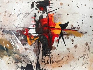 Abstract expressionism paintings composition in brown color