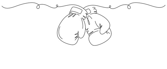 Minimalist boxing gloves line art style. Element vector breast cancer