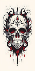 Tribal Skull Tattoo traditional tattoo illustration