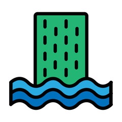 Waterfall Vector Filled Icon Design