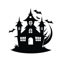 Black Silhouette of a Halloween House - Vector Illustration for Microstock Sites