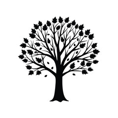 Simple tree black silhouette vector illustration for nature-themed designs and art projects.