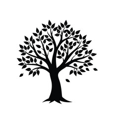 Simple tree black silhouette vector illustration for nature-themed designs and art projects."