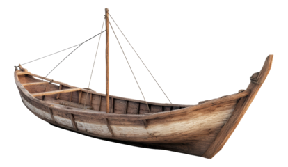 A traditional wooden boat, cut out - stock png.
