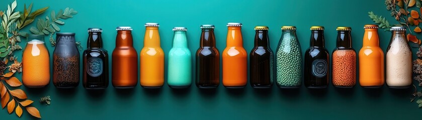 Home brewing flat design top view beer water color Complementary Color Scheme
