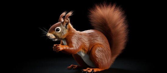 cute squirrel in autumn forest.