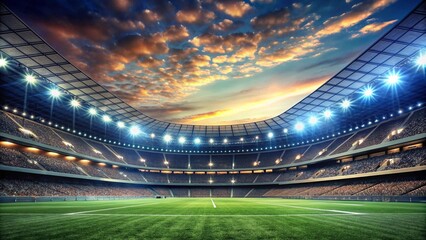 A symphony of lights illuminating the stadium, a vibrant canvas of the night's anticipation.  Generative AI
