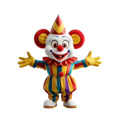 A cheerful clown mascot with vibrant colors, isolated on white background, transparent background