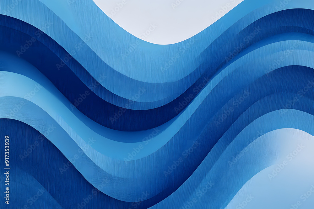 Poster abstract curved line illustration in blue shades