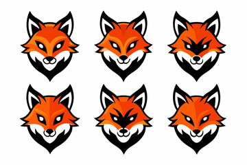Set of mascot fox head vector designs related icons