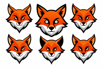 Set of mascot fox head vector designs related icons