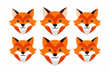 Set of mascot fox head vector designs related icons