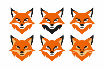 Set of mascot fox head vector designs related icons