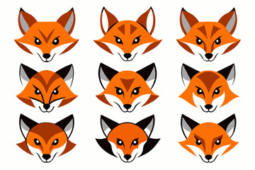 Set of mascot fox head vector designs related icons