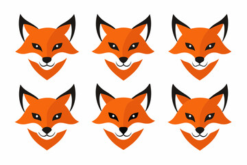 Set of mascot fox head vector designs related icons