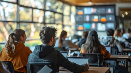 Education and Learning Design an image of students engaged in an interactive classroom environment or an online learning session with educational tools stylize 250 ar 169 v 6