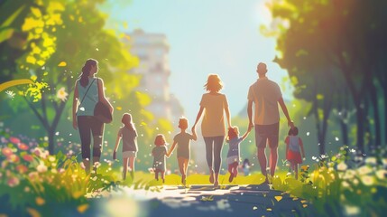 Lifestyle and People Create an image of a happy family enjoying a day out together capturing diverse groups of people in everyday activities and moments stylize 250 ar 169 v 6
