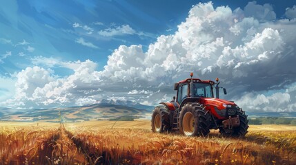 Obraz premium Agriculture and Farming Create an image showcasing farming practices agricultural machinery and rural landscapes with a focus on agricultural life stylize 250 ar 169 v 6
