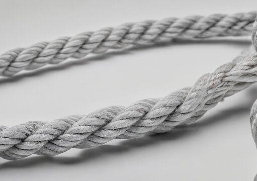 Einzelnes, dickes Seil, das in einem lockeren Kreis gewickelt ist, zeigt eine glatte und robuste Oberfl&auml;che, ideal f&uuml;r maritime, industrielle oder Outdoor-Eins&auml;tze