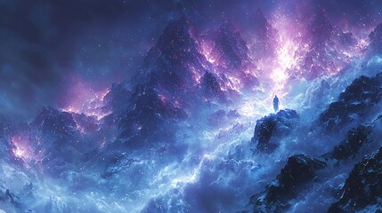 Fototapeta premium Ethereal figures traveling through a mystical landscape