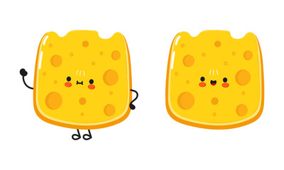 Cheese character. Vector hand drawn cartoon kawaii character illustration icon. Isolated on white background. Cheese character concept