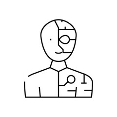cyborg fantasy character line icon vector. cyborg fantasy character sign. isolated contour symbol black illustration