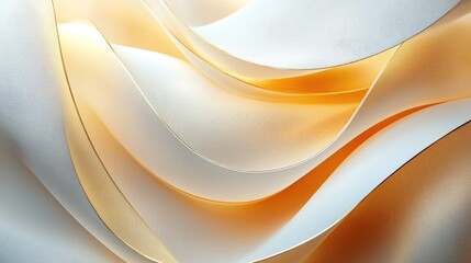 Abstract Golden and White Fabric Wave Pattern with Smooth Flowing Lines and Elegant Design