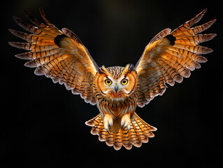 Majestic Owl In Flight With Outstretched Wings