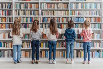Children Reading Books Together in Library: Promoting Literacy and Learning in Kids