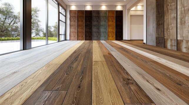 Vinyl wood-patterned PVC flooring sample for interior design