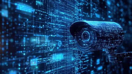 CCTV camera scanner in blue tones