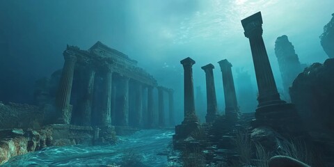 Mystic Atlantis Rediscovered: Diving into the Legendary Sunken Island Civilization with Impressive Temples and Classic Columns