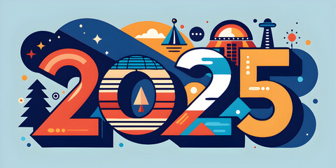 Fototapeta premium 2025 text colorful text