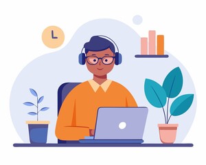 A Modern Vector Illustration of Remote Productivity customer helpline