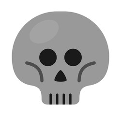 Skull icon on gray color. 2d flat cartoon clip art for Halloween and day of the dead celebration. Death, horror, spooky, danger symbol. EPS editable vector.