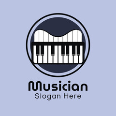 Modern music logo piano musical icon logo design vector template
