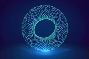 3D Render Abstract Digital Chain Concept - Blue Glowing Connection. Beautiful simple AI generated image in 4K, unique.