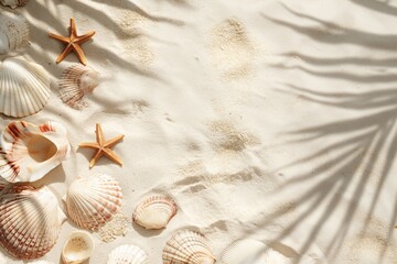 Sandy beach top view with copy space, nature background