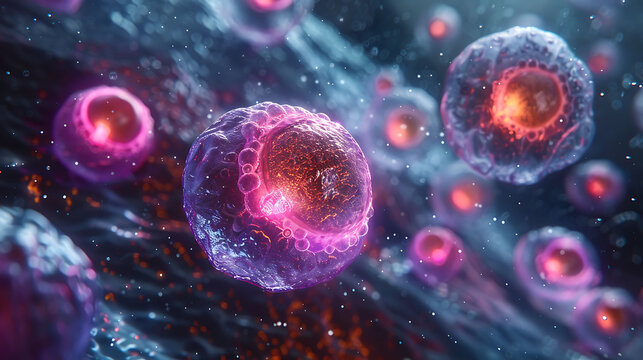 Scientific visualization of stage of mitosis human cell illustrating process prophase cytokinesis detailed chromosomal change 