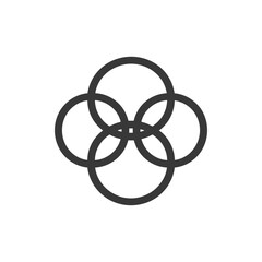 Four Interlocking Circles Simple Black Line Art Design